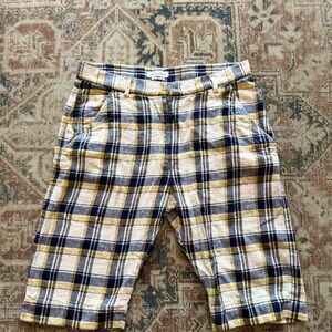 Isabel Marant Yellow and Blue Plaid Men Shorts
